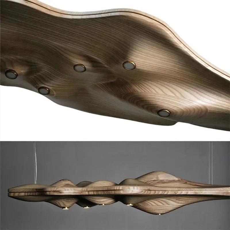 Lustre nordique moderne en résine de bois massif pour un éclairage décoratif intérieur