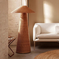 Lampe Suspendue en Rotin Design Japonais Zen Artistique, Style Rétro