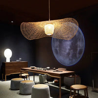 Lustre de plafond en bambou japonais pour salle à manger