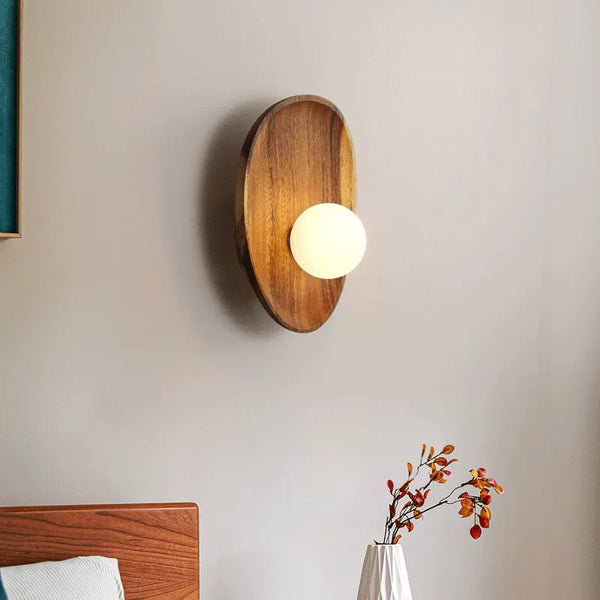 Applique murale LED en bois massif style japonais