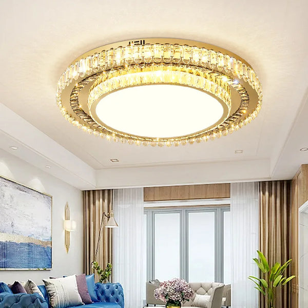 Lustre de Luxe Rond en Verre de Cristal LED Moderne - Collection Éclat Glamour