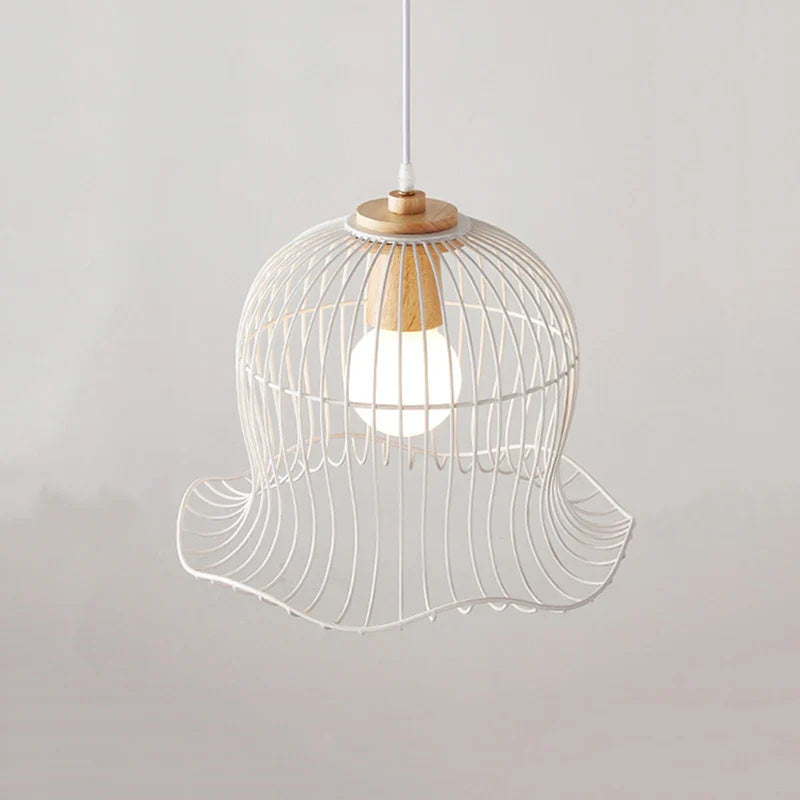 Suspension Lumineuse en Métal Blanc Nordique Forme de Fleur pour Restaurant et Salon