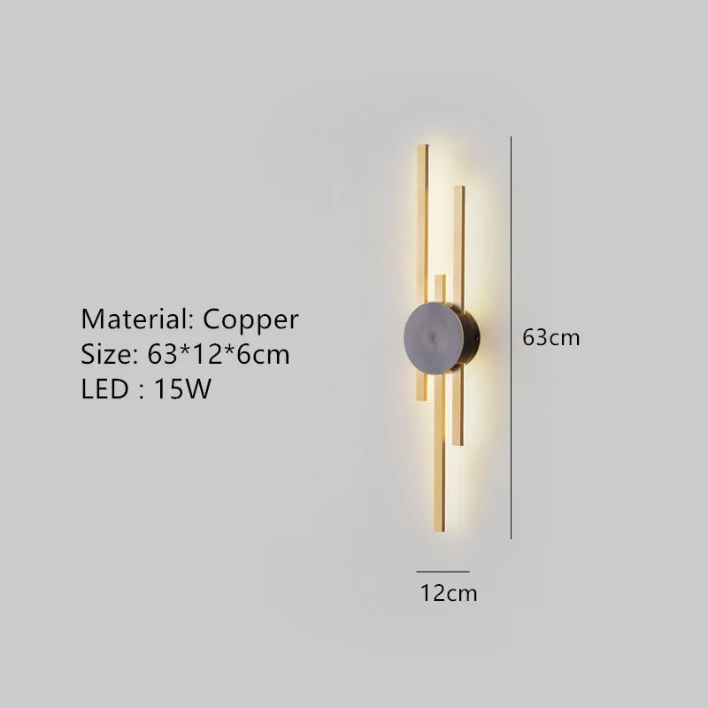 Applique murale LED minimaliste en laiton pour restaurant chic