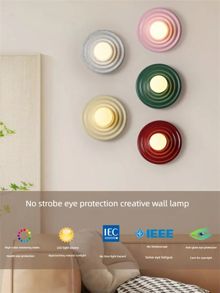 Applique Murale LED Rétro en Résine - Lumin'Art Mural Rond