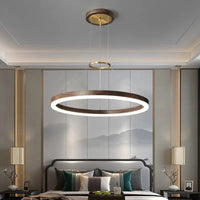 Lustre Moderne en Bois Massif avec Lumières LED de 2024