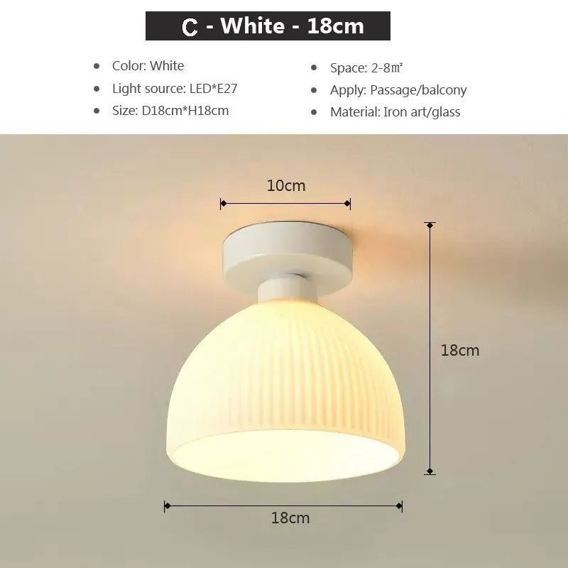 Plafonnier LED Crème en Céramique et Verre