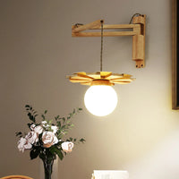 Applique murale suspendue nordique en bois avec bras oscillant LED