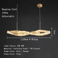 Lustres modernes en cristal de luxe LED Suspended Gold