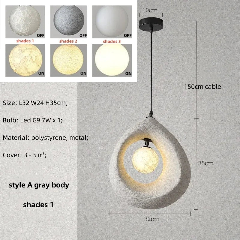 Nordique Suspension LED pour Salle à Manger - Collection Wabi Sabi