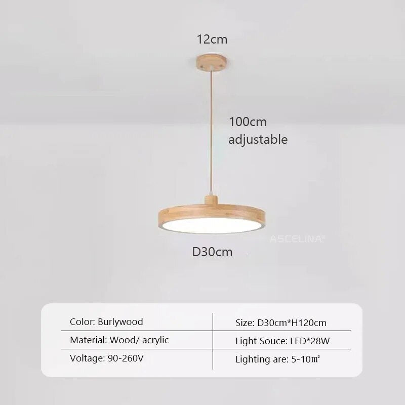 Suspension LED en bois Nordic Slim