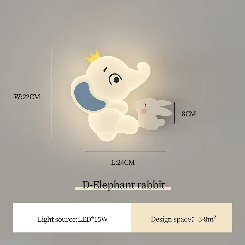 Appliques Murales LED Éléphant Mignon pour Enfants