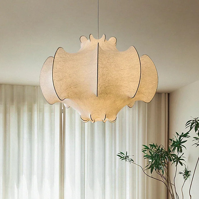Lustre Nordique en Soie Japonaise Wabi Sabi avec Éclairage LED