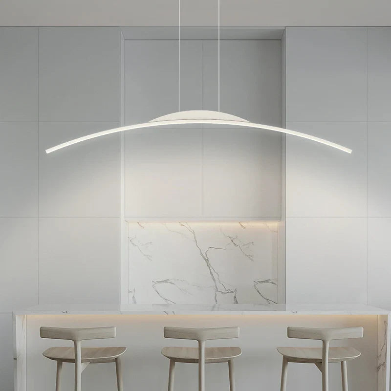 Lustre Long LED Minimaliste Éclat Moderne avec Hauteur Réglable