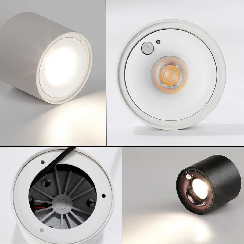 Spot détecteur de mouvement LED 12W - Surface monté - Anti-éblouissement - Smart - Escalier, Chambre, Maison