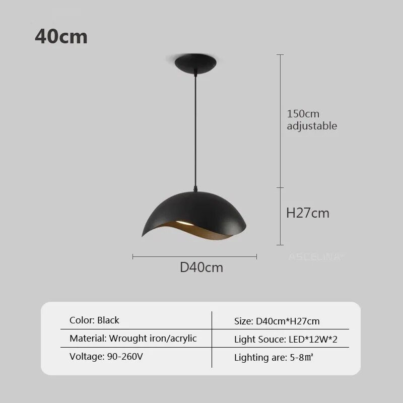 Lustre en fer grain bois nordique avec LED