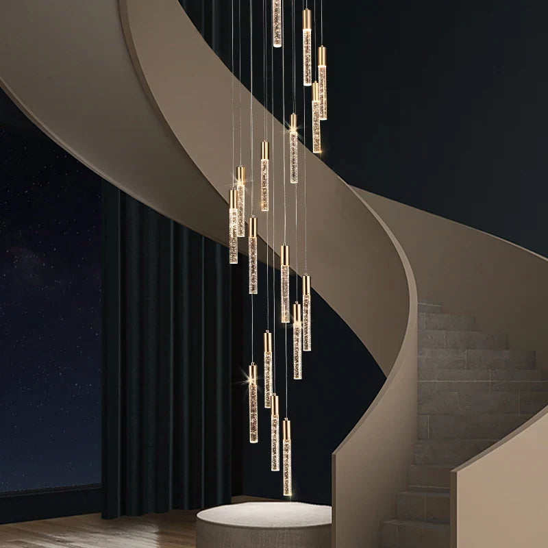 Lustre en cristal design cylindrique - Élégance lumineuse