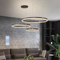 Lustre LED anneau en acrylique au design contemporain avec anneau intérieur