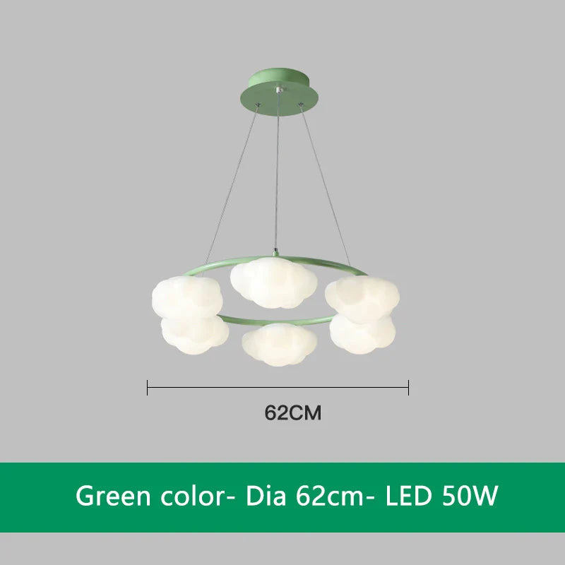 Lustre nuage vert télécommandé pour salle à manger