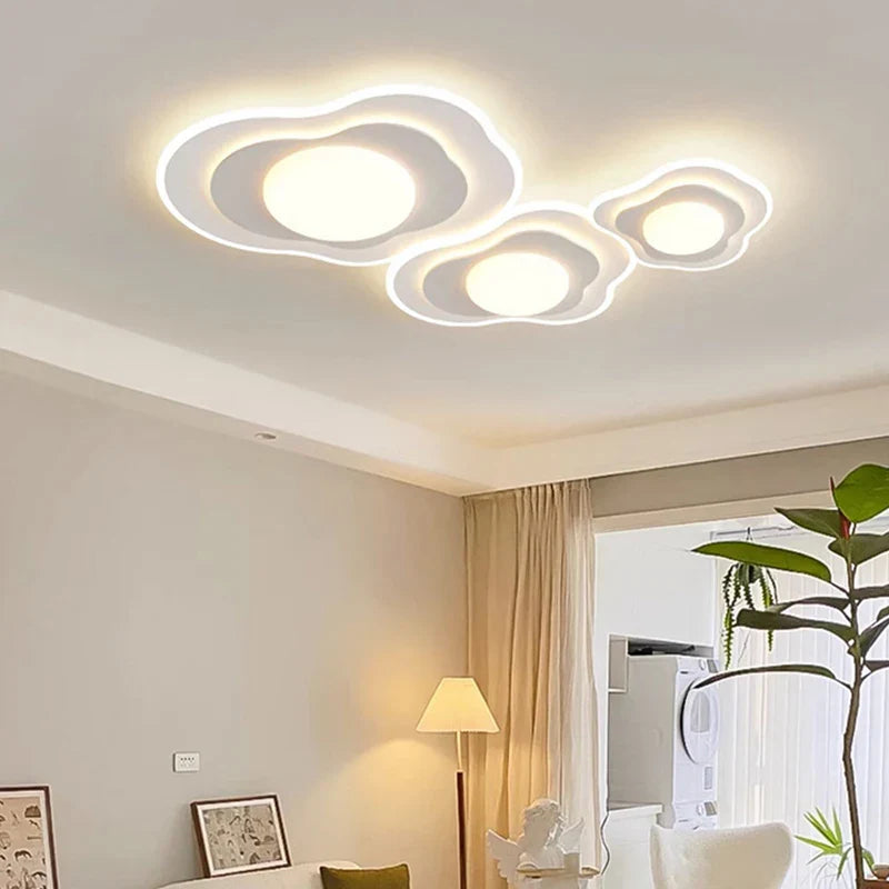 Plafonnier Luxe LED pour Chambre Principale - Blanc Bois Crème