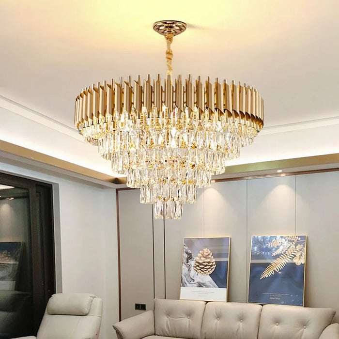 Lustre en cristal luxueux avec éclairage LED pour intérieur - Élégance illuminée
