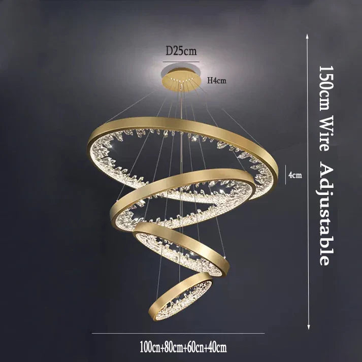 Lustre moderne en cristal avec éclairage LED pour villa de luxe