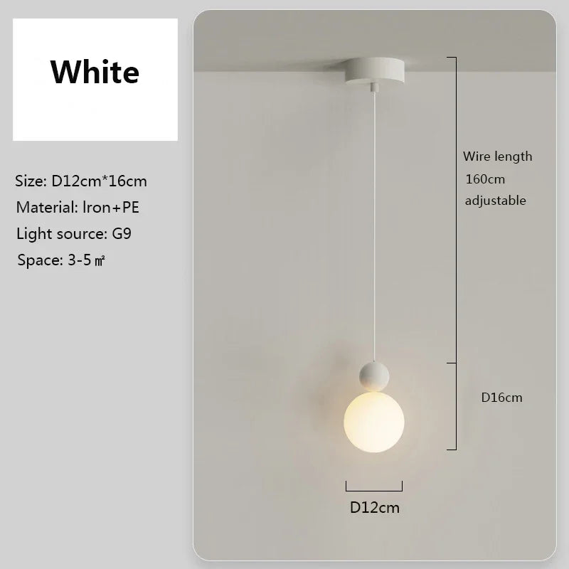 Lustre Nordique LED: Suspension Boule Blanche Lait - Luminaire