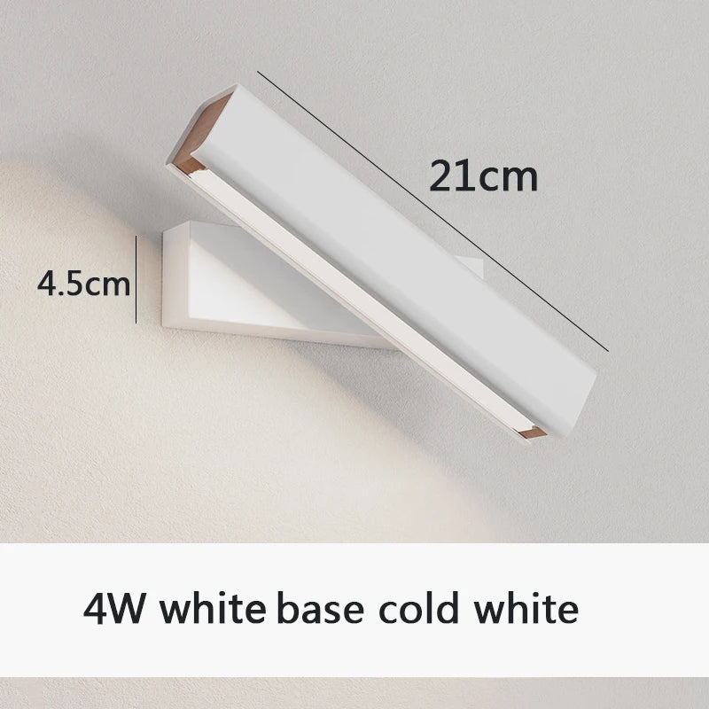 Applique murale rotative nordique en bois massif LED ajustable