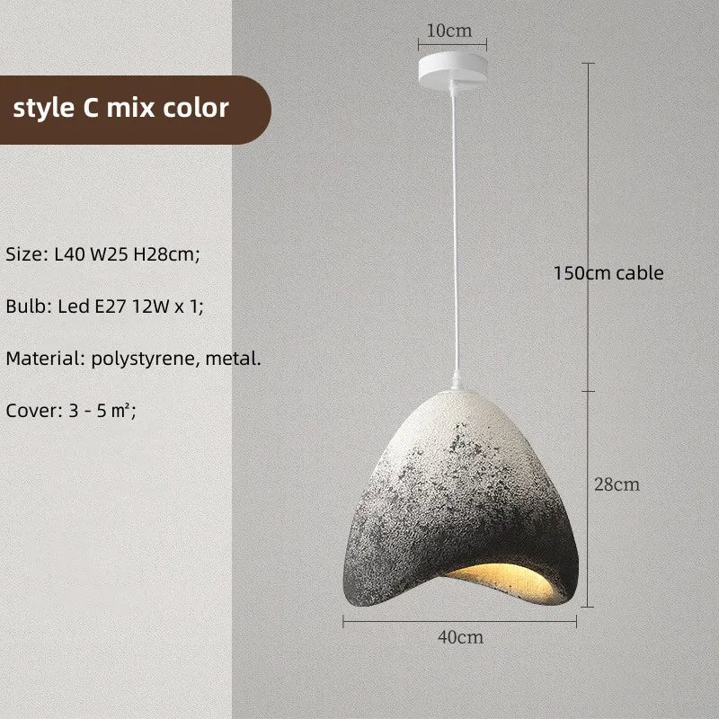 Nordic Wabi Sabi : Lampe suspension LED minimaliste pour salle à manger, salon et chambre