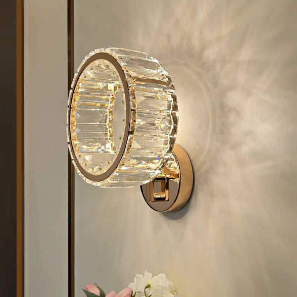 Applique murale LED ronde de luxe en cristal - Édition 2024