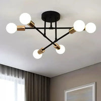 Lustre LED Moderne Chic en Noir, Blanc et Or