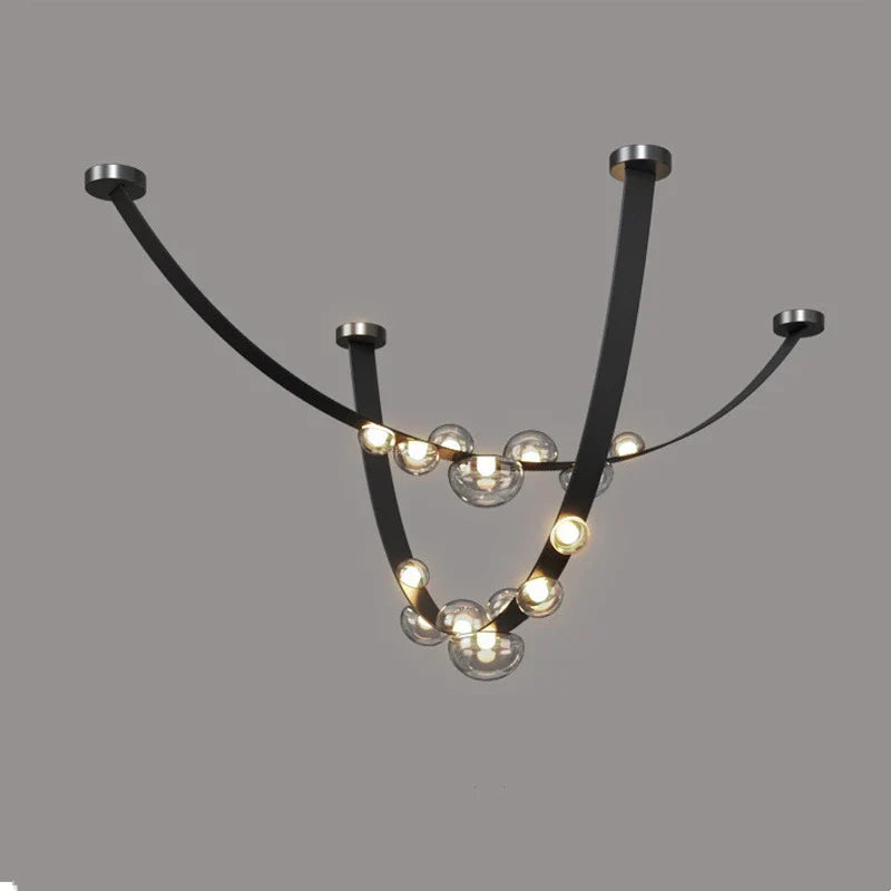 Lustre DEL Chic Minimaliste en Cuir et Verre pour Décoration