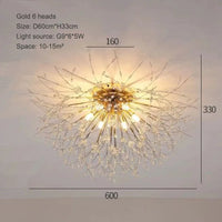 Plafonnier Nordique en Cristal Forme Pissenlit Lustre Moderne Décoratif - Collection Scandi Dandelion