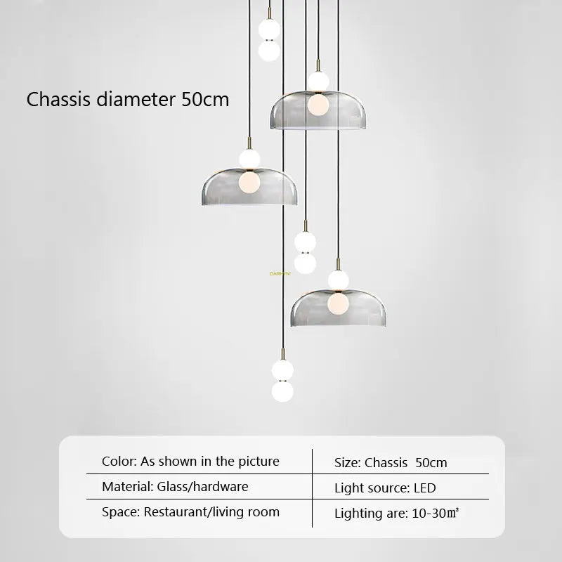 Suspension LED Nordica en verre gris fumé