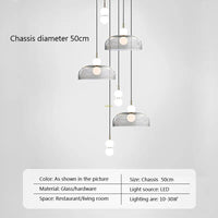 Suspension LED Nordica en verre gris fumé