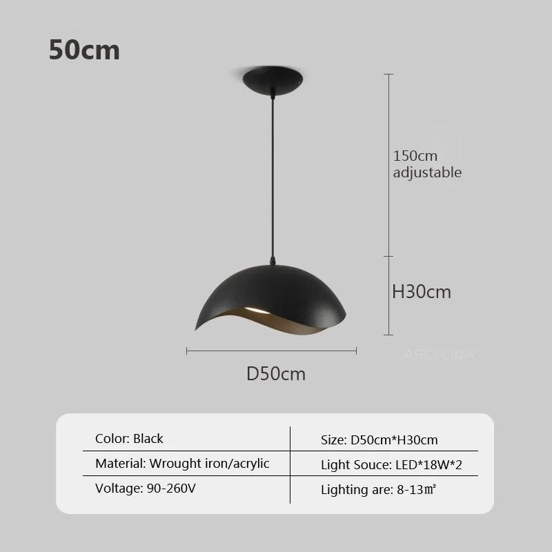 Lustre en fer grain bois nordique avec LED