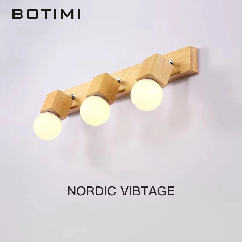 Applique murale en bois massif pour hôtel et miroir ajustable