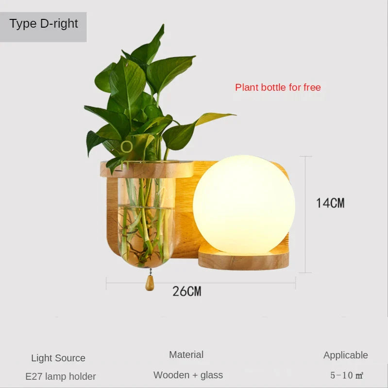 Applique Murale Nordique en Bois avec LED - Design Européen Créatif