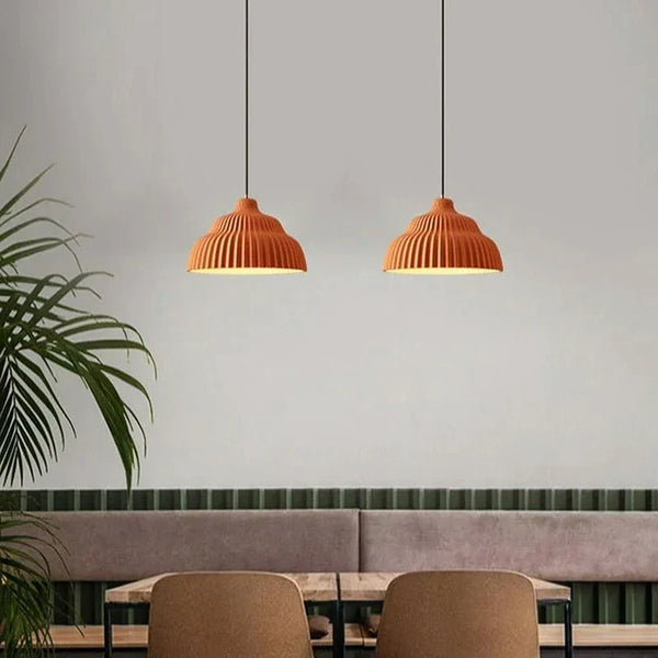 Lustre LED "Cake Luminous" en ciment wabi sabi