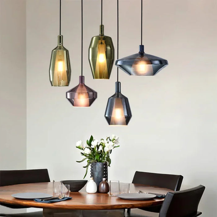 Suspension luminaire LED nordique avec abat-jour en verre