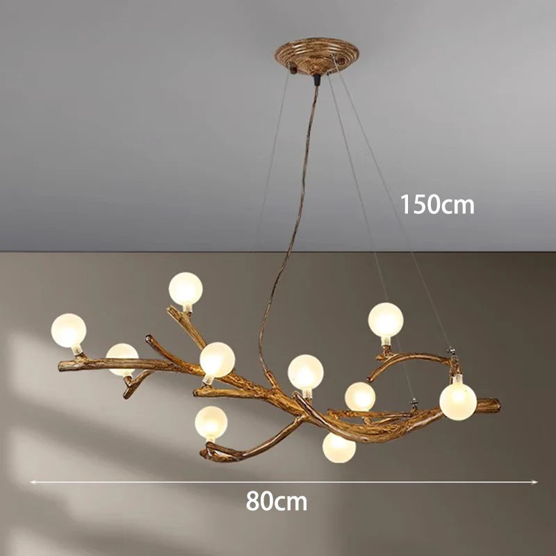 Lustre LED Branche de Bois: Design Moderne