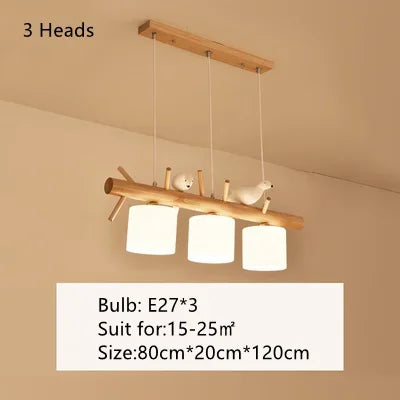 Lustre suspendu nordique en bois pour Table à manger îlot de cuisine créatif oiseau Led moderne Bar café arbres éclairage