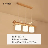 Lustre suspendu nordique en bois pour Table à manger îlot de cuisine créatif oiseau Led moderne Bar café arbres éclairage