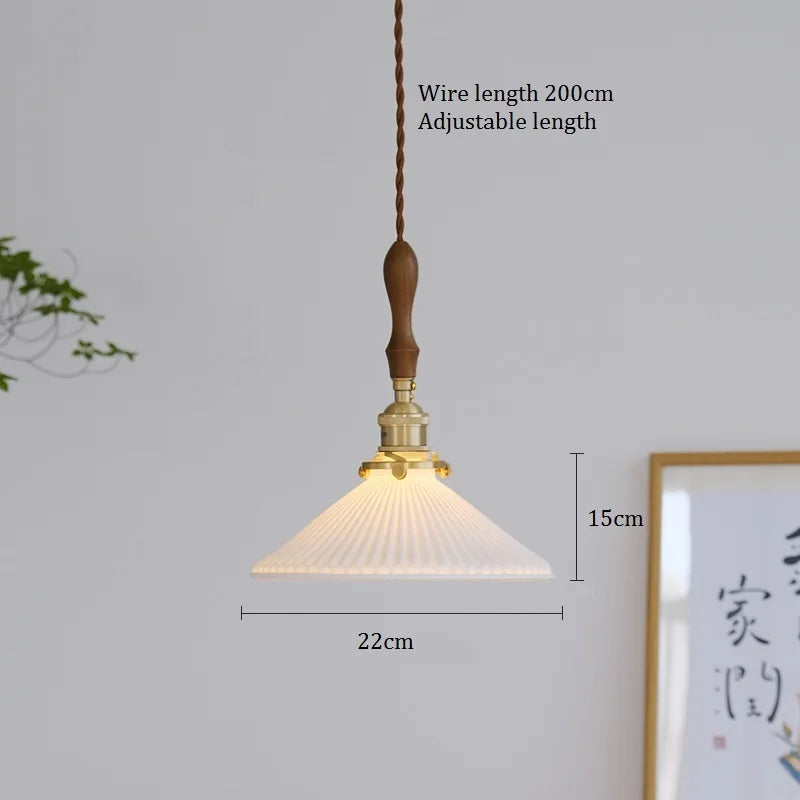 Suspension Vintage en céramique et cuivre au design nordique
