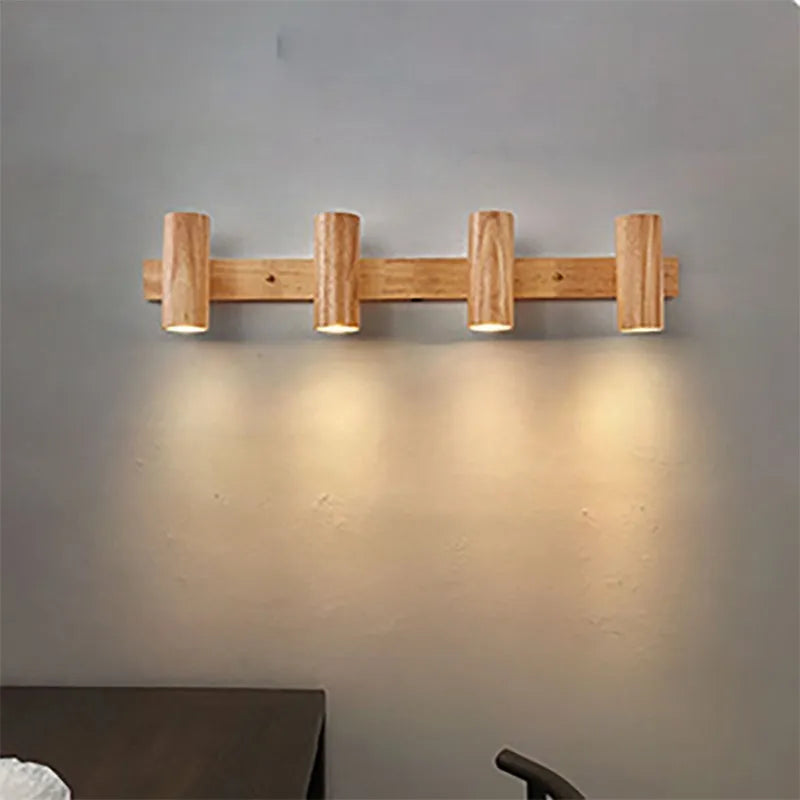 Applique murale LED nordique en bois multi-angle réglable - Projecteur de lumière pour chambres, salons et études Den