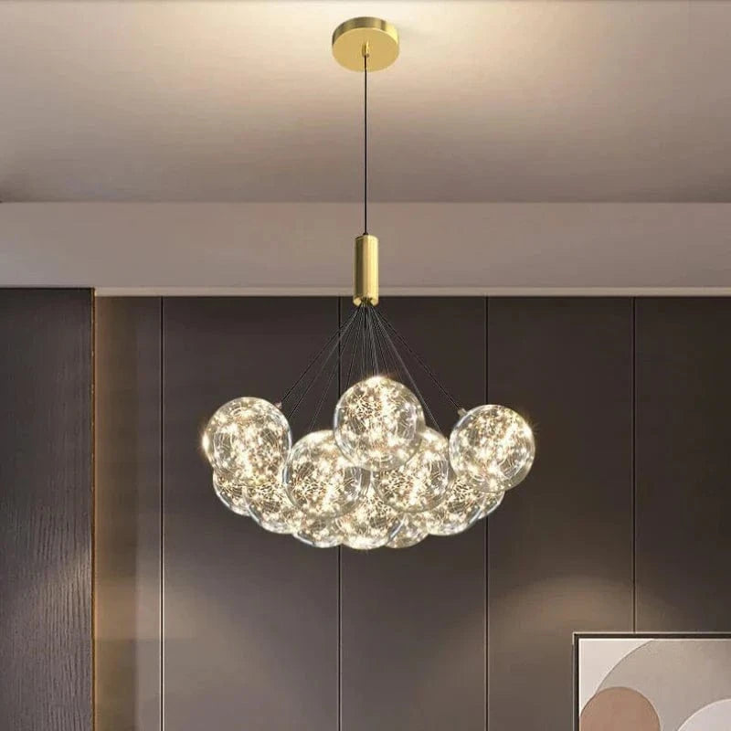 Lampe suspendue LED en verre transparent - Design moderne et réglable en hauteur