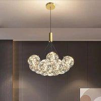 Lampe suspendue LED en verre transparent - Design moderne et réglable en hauteur