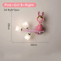 Applique murale LED G4 Lapin Fleur pour Enfants - Modèle Fille