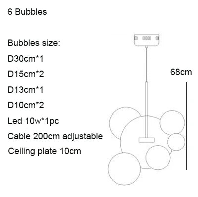 Lustre LED Boules en Verre Design Moderne Éclatant