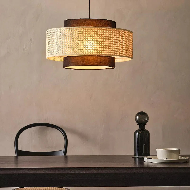 Suspension Design Bambou Rotin avec LED.