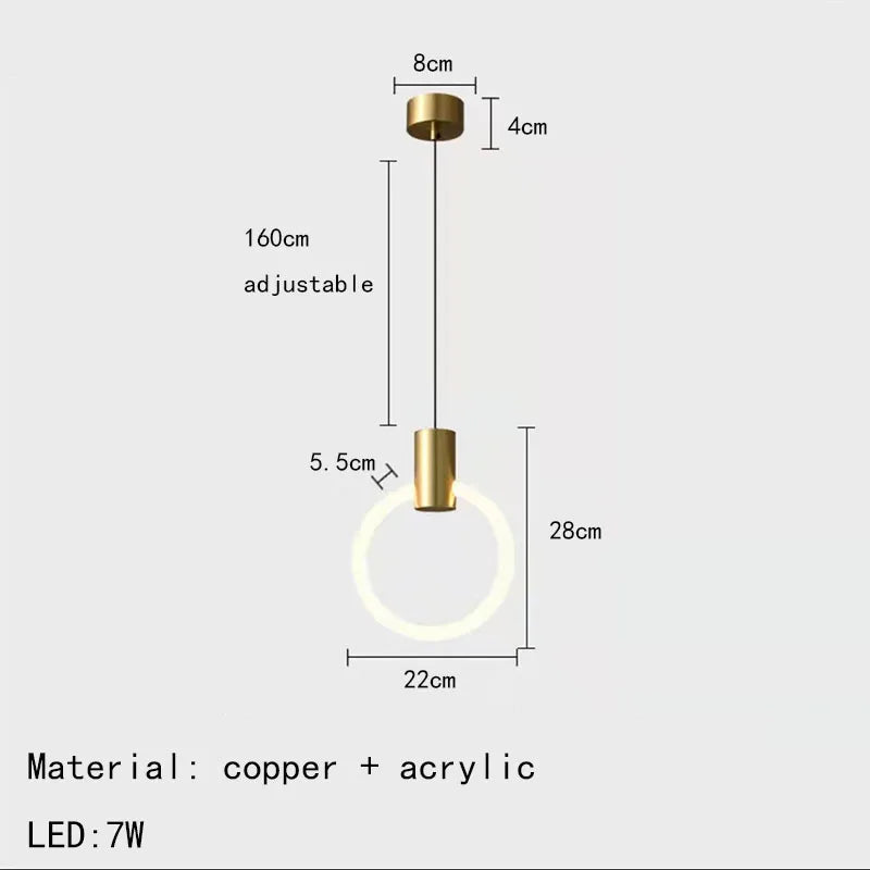 Applique murale LED design en laiton avec anneau acrylique gradable